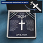 To My Son from Mom and Dad: Personalized Cross Necklace with Ball Chain - The Perfect Birthday or Christmas Gift