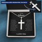 To My Man Personalized Cross Ball Chain Necklace, I Love You