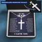 To My Man Personalized Cross Ball Chain Necklace, Gifts For Boyfriend From Girlfriend, For Husband From Wife