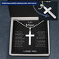 To My Man Personalized Cross Ball Chain Necklace, I Love You