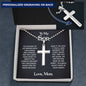 To My Son From Mom, Personalized Cross Necklace, Ball Chain Necklace