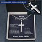 To My Husband Cross Necklace From Wife My Soulmate, Personalized Cross Necklace for Men Ball Chain