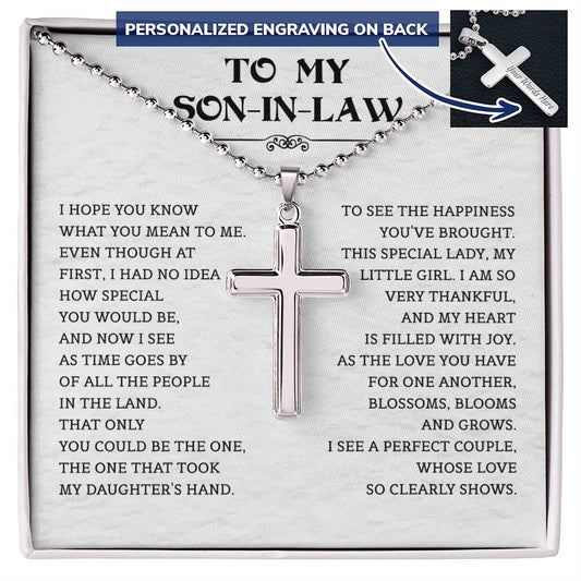 To My Son-in-law Cross Necklace, Wedding Gift for Son-in-law, Son-in-law Present from Mother-in-law, Sentimental Gift for Son-in-law