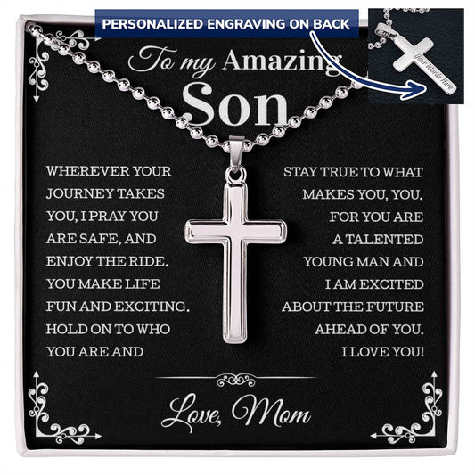 To My Son From Mom Necklace, Mother Son Necklace, Son Jewelry, Gifts for Son From Mom, Christmas Gift for Son