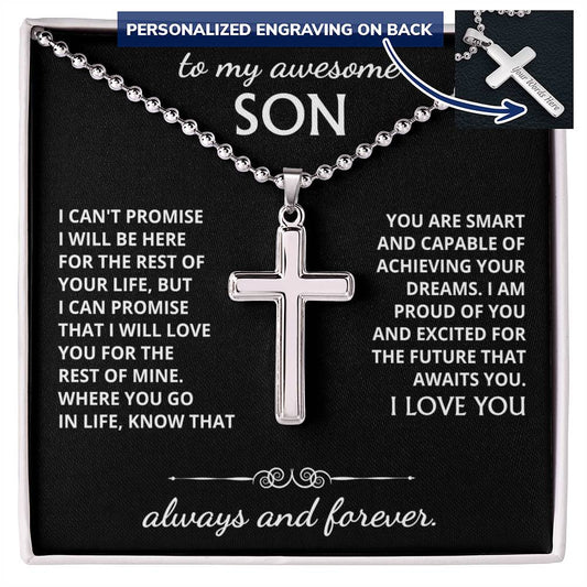 To My Son Personalized Cross Necklace, Birthday Gift Necklace For Son, Gift From Dad, Mom, Graduation Gift Necklace For Son, Birthday Gift Cross Necklace