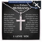 To My Future Husband Personalized Cross Necklace, Jewelry Gift for Him from Future Wife, Wedding Day Gift For Fiancé, Christmas Jewelry Gift