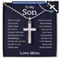 To My Son: Elegant Cross Necklace Gift from Mom – Perfect for Graduation, a Heartfelt and Stylish Keepsake for Boys