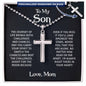 To My Son From Mom, Personalized Cross Necklace, Ball Chain Necklace
