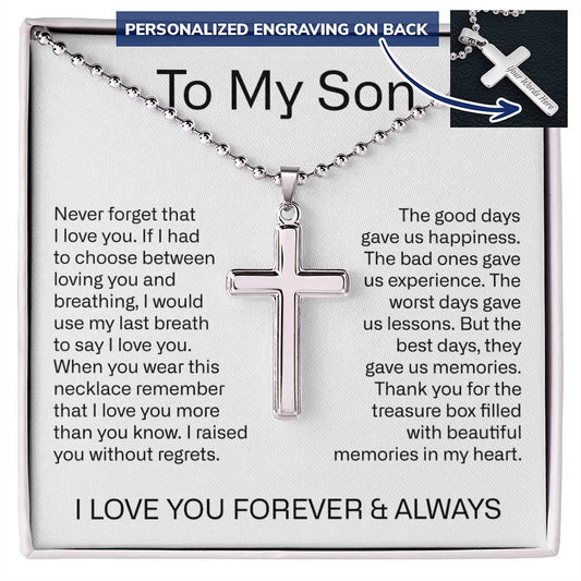 To My Son Personalized Cross Necklace, Son Gifts From Mom Dad, Mother and Son Necklace, Birthday Gift For My Son Graduation Christmas