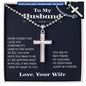 To My Husband Cross Necklace From Wife My Soulmate, Personalized Cross Necklace for Men Ball Chain