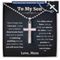 To My Son From Mom, Son Gifts From Mom, Mother and Son Necklace, Birthday Gift For My Son Graduation Christmas Faith Cross Ball Chain Necklace Present