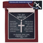 To My Uncle Personalized Cross Necklace, Uncle Birthday Gift, Message Card Men Jewelry, Appreciation Necklace for Uncle from Nephew or Niece