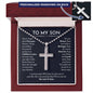 To My Son Personalized Cross Necklace Ball Chain