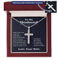 To My Husband Cross Necklace From Wife My Soulmate, Personalized Cross Necklace for Men Ball Chain