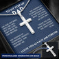 To My Stepped-Up Dad: Bonus Dad Men's Silver Cross Necklace. Perfect Gift for Stepdad, Father's Day Gift, Best Dad Present.