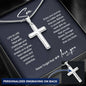Son Personalized Cross Necklace Gift Set From Mom Dad, gift for son, message necklace for men, birthday gift for him, graduation gift