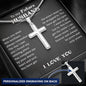 To My Future Husband Personalized Cross Necklace, Jewelry Gift for Him from Future Wife, Wedding Day Gift For Fiancé, Necklace With Meaningful Message Card & Gift Box