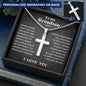 To My Grandson Cross Necklace From Grandparents, Nana And Grandson Gifts, Fathers Day Valentines Christmas Birthday Gifts for Grandson, To My Grandson Necklace From Grandfather With Message Card and Gift Box.