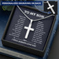 To My Son Personalized Cross Necklace, Son Gifts from Mom or Dad, Mother Father Son Necklace