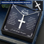 To My Son Cross Necklace Card