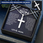 To My Son Gift: Personalized Engraved Cross Necklace - Ideal for Christmas, Birthdays, and Graduations