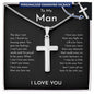 To My Man Personalized Cross Necklace, I Love You