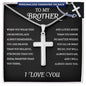 To My Brother Personalized Cross Necklace, Sentimental Gifts for Brother Birthday Gift For Brother from Sister Mens Necklaces Gold Silver Chain Christmas Gift for Brother