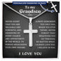 To My Grandson Cross Necklace From Grandparents, Nana And Grandson Gifts, Fathers Day Valentines Christmas Birthday Gifts for Grandson, To My Grandson Necklace From Grandfather With Message Card and Gift Box.