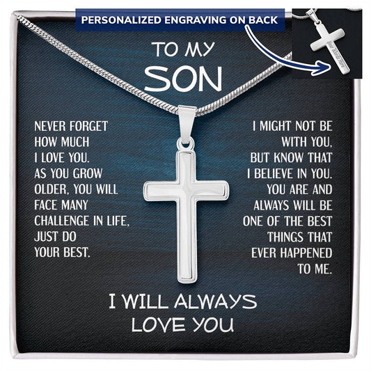 To My Son Cross Necklace I Will Always Love You