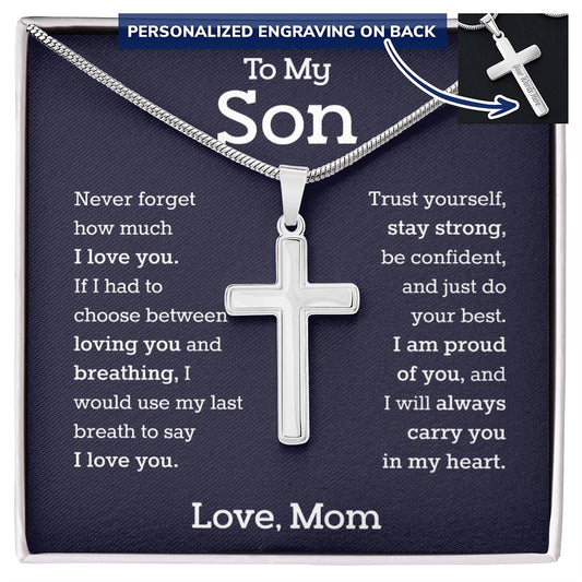 To My Son: Jewelry Gift From Mom. Perfect For Graduation, This Cross Necklace Is A Heartfelt And Stylish Gift For Boys.