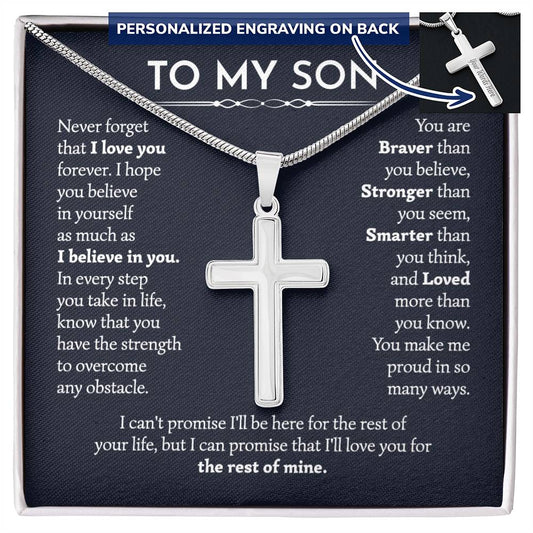 To My Son Personalized Cross Necklace