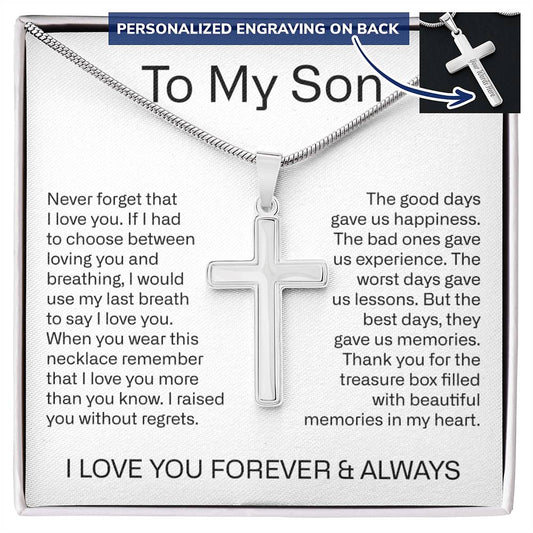 To My Son Personalized Cross Necklace, Son Gifts From Mom and Dad, Mother and Son Necklace, Birthday Gift For My Son Graduation Christmas
