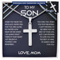 To My Son Gift: Personalized Engraved Cross Necklace - Ideal for Christmas, Birthdays, and Graduations