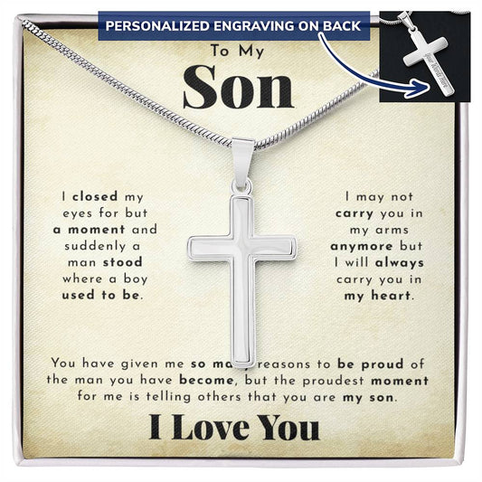 To My Son Necklace, Gifts For Men, Cuban Chain Link Necklace For Him, Gift To Son From Mom, Gifts To Son From Dad, To My Son Christmas Gift