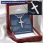 To My Stepped-Up Dad: Bonus Dad Men's Silver Cross Necklace. Perfect Gift for Stepdad, Father's Day Gift, Best Dad Present.