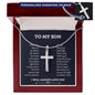 To My Son Personalized Cross Necklace, Son Gifts from Mom or Dad, Mother Father Son Necklace