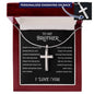 To My Brother Personalized Cross Necklace, Sentimental Gifts for Brother Birthday Gift For Brother from Sister Mens Necklaces Gold Silver Chain Christmas Gift for Brother
