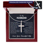 To My Husband - The perfect anniversary or birthday gift: an engraved men's cross necklace, symbolizing love, strength, and faith