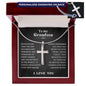 To My Grandson Cross Necklace From Grandparents, Nana And Grandson Gifts, Fathers Day Valentines Christmas Birthday Gifts for Grandson, To My Grandson Necklace From Grandfather With Message Card and Gift Box.
