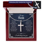 To My Son Cross Necklace Card