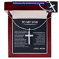 To My Son" Cross Jewelry Necklace from Mother - A Heartfelt Gift for Birthday or Graduation, Symbolizing Love, Strength, and Wisdom