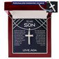 To My Son Gift: Personalized Engraved Cross Necklace - Ideal for Christmas, Birthdays, and Graduations