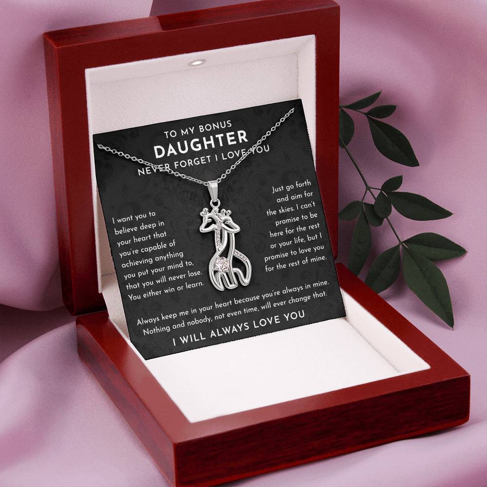 Giraffe Necklace Gift, To My Bonus Daughter