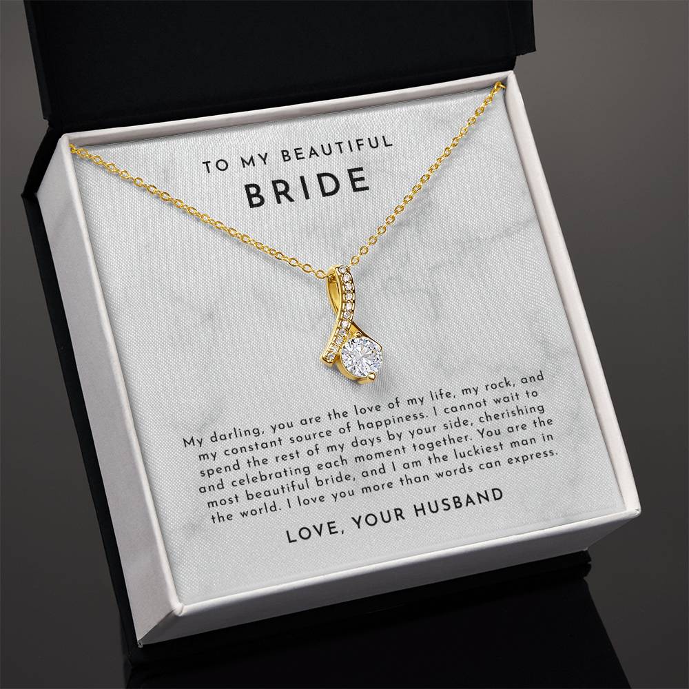 Bride Wedding Day Gift, To Bride from Groom Necklace, Gift for Bride from Groom, Wedding Day Jewelry, For my Beautiful Bride from Groom
