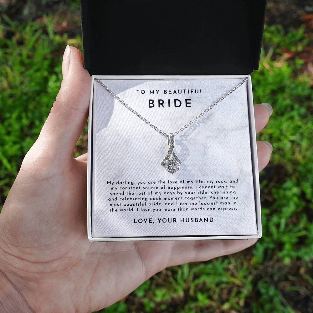 Bride Wedding Day Gift, To Bride from Groom Necklace, Gift for Bride from Groom, Wedding Day Jewelry, For my Beautiful Bride from Groom