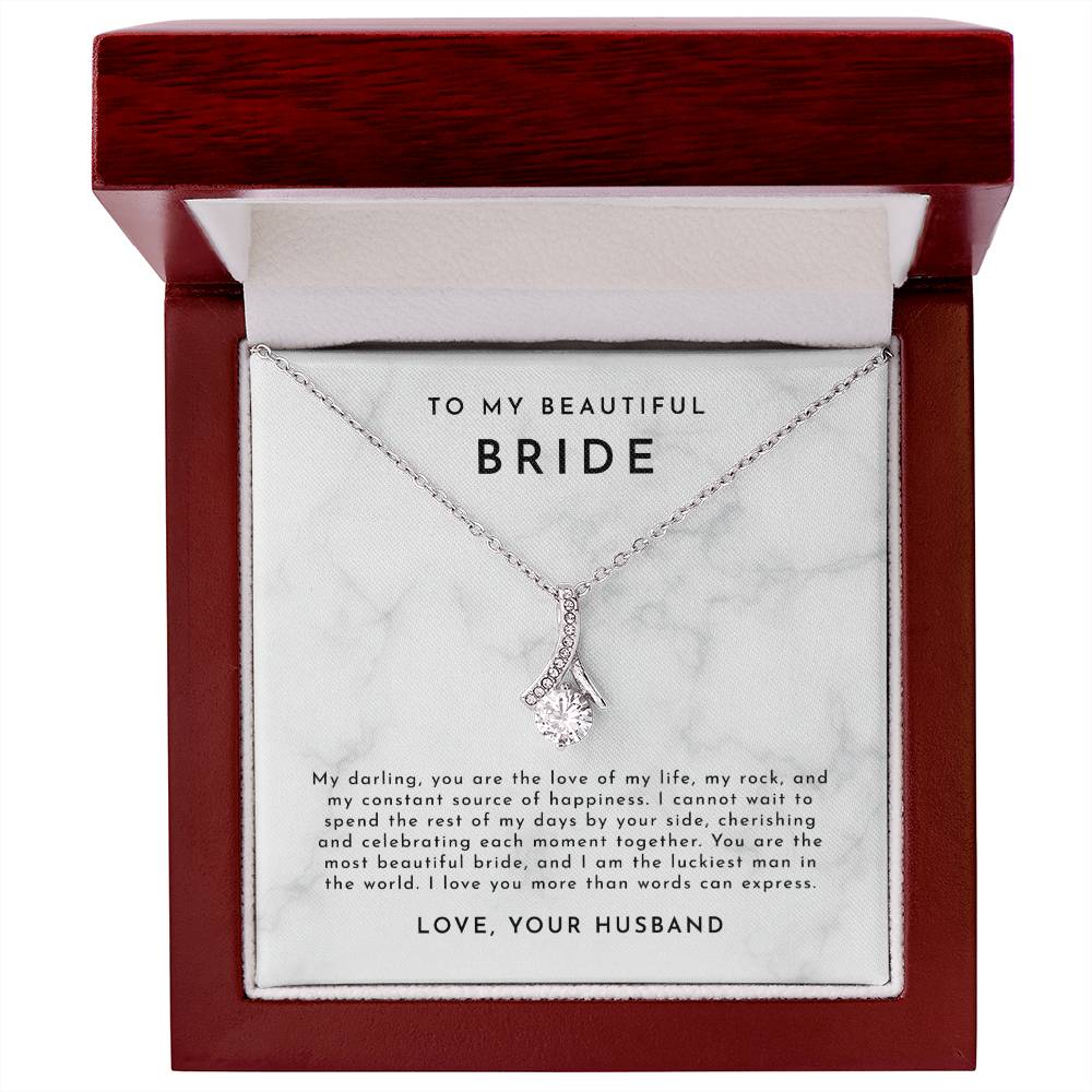 Bride Wedding Day Gift, To Bride from Groom Necklace, Gift for Bride from Groom, Wedding Day Jewelry, For my Beautiful Bride from Groom