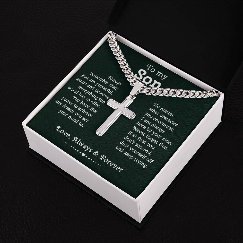 To My Son From Mom | Son Gifts From Mom and Dad | Mother and Son Cross Necklace | Birthday Gift For My Son Graduation Christmas