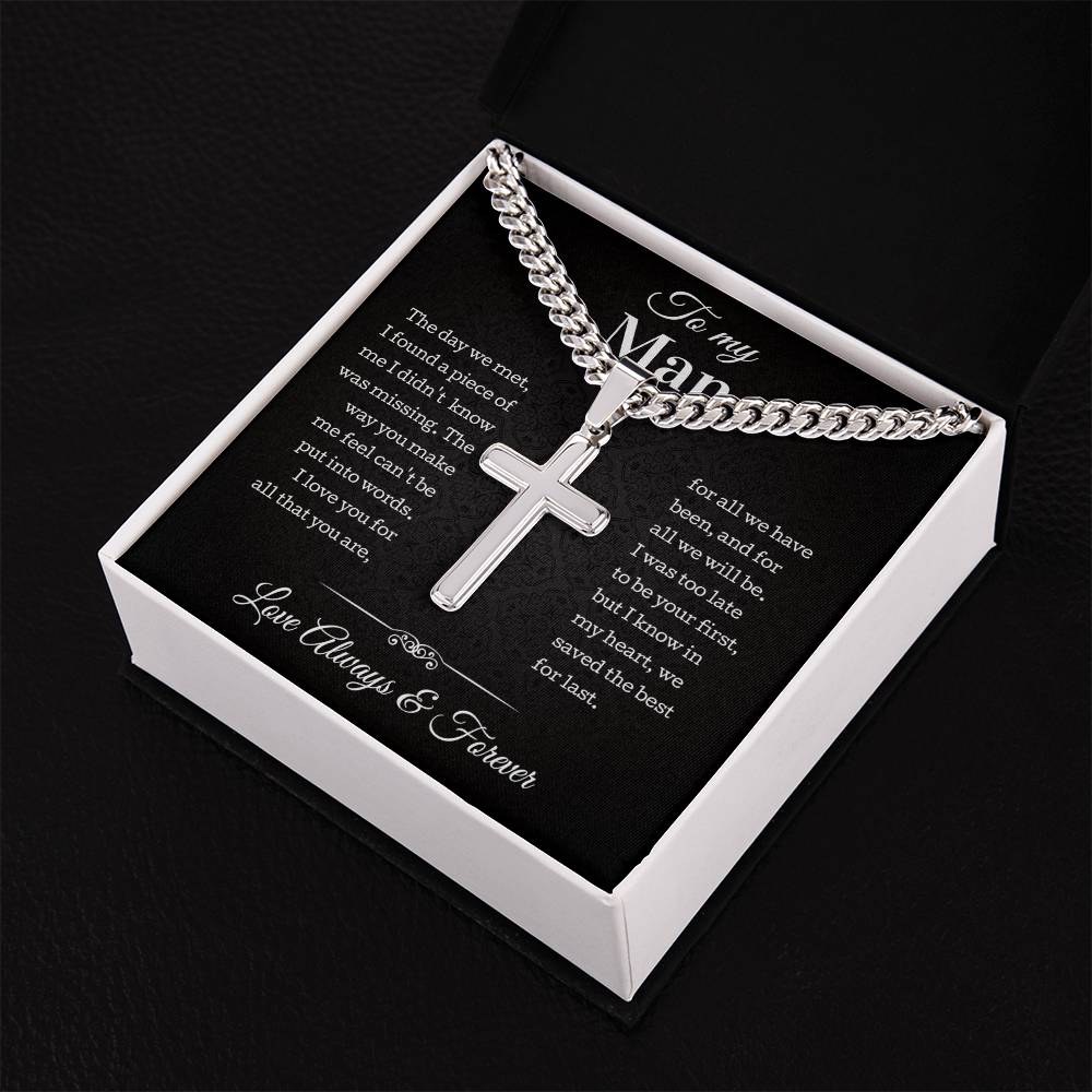 To My Man Cross Necklace, Gifts For Boyfriend From Girlfriend, Gifts For Husband From Wife, Gift For Groom From Bride On Wedding Day, Anniversary Birthday Gift For Him, Valentines Fathers Day Christmas
