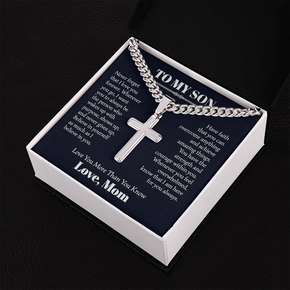To My Son Cuban Cross necklace From Mom