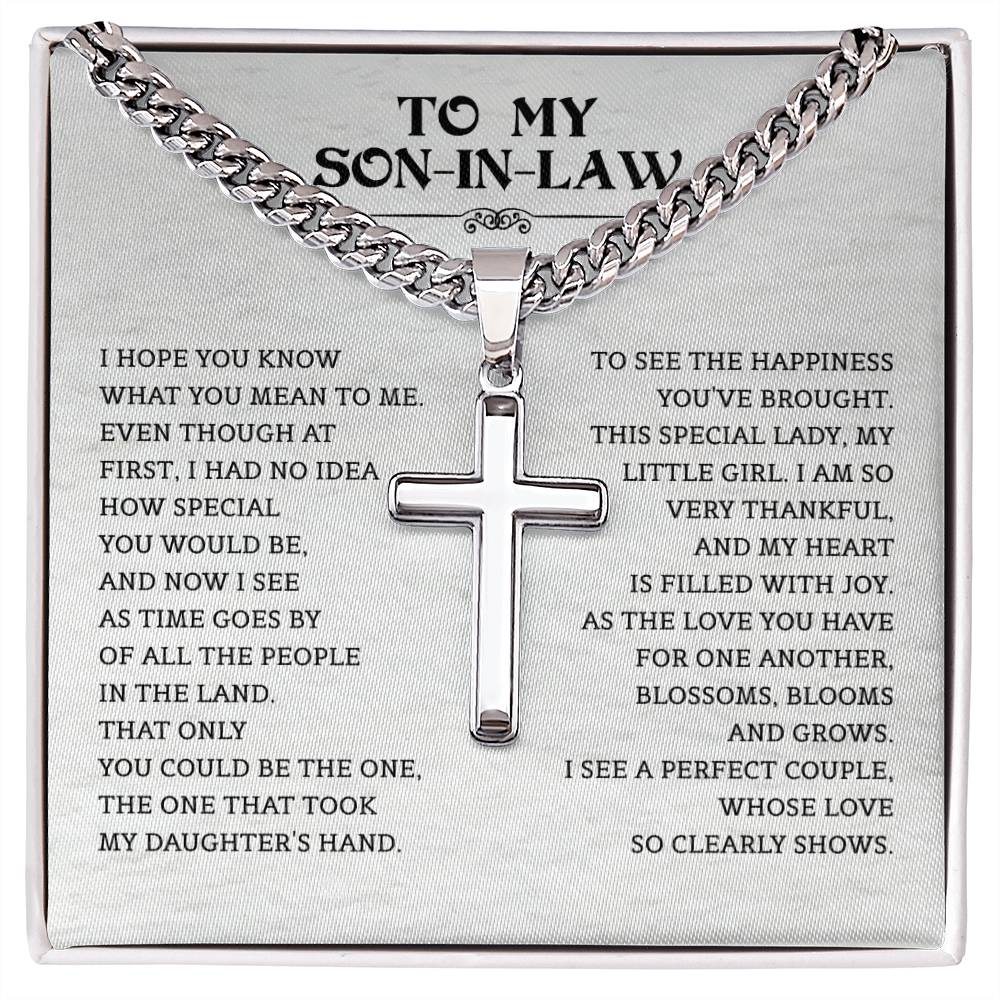 To My Son-in-Law Gift | Cuban Chain with Artisan Cross Necklace